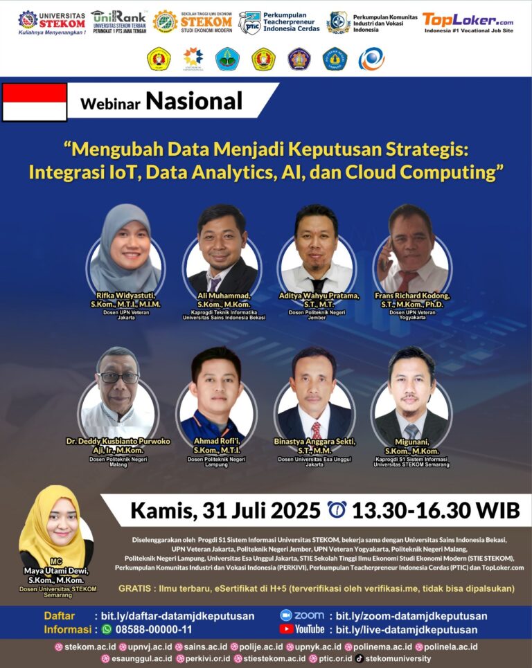 Webinar Nasional Mengubah Data Menjadi Keputusan Strategis: Integrasi IoT, Data Analytics, AI, dan Cloud Computing